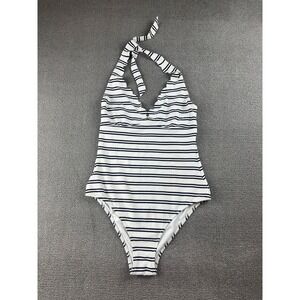 Heidi Klein One Piece Swimsuit S Women White Black Bequia Striped Nautical Beach